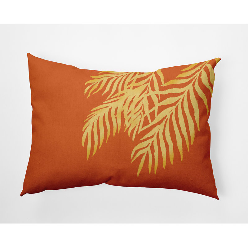 Outdoor Reversible Throw Pillow, Orange/Yellow Floral
