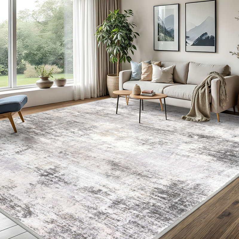 Washable Area Rugs Non Slip Bedroom Rug Living Room Rugs with Rubber Backing, Rectangle 8' x 10'