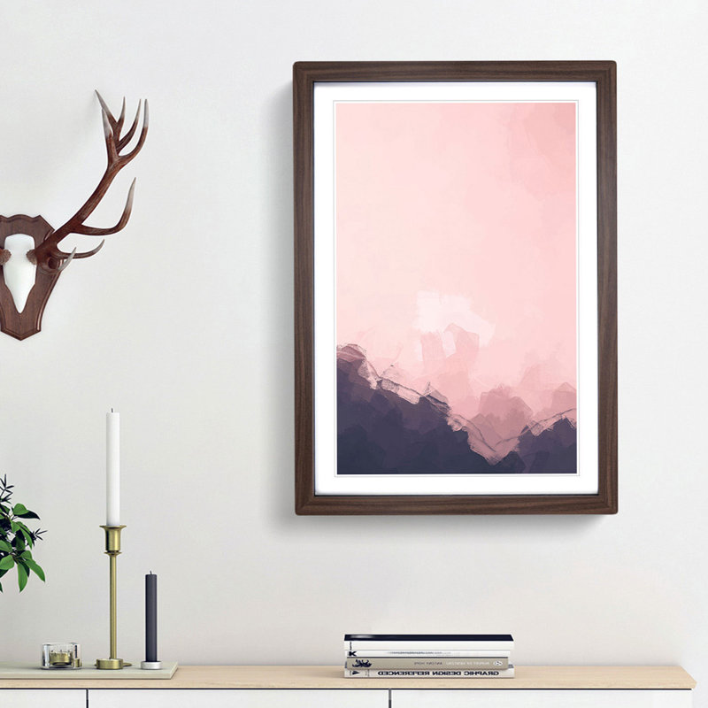 Moon Behind the Mountains - Picture Frame Graphic Art Print, 48cm H x 36cm W x 2cm D, Walnut Framed
