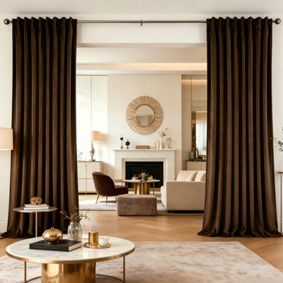 Velvet Curtains 2-Panel Set–Light Filtering Thermal Insulated Drapes, Rod Pocket & Back Tab Design for Living Room, Bedroom, Office