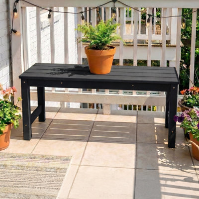 40 In. 2-Person Black HDPE Patio Bench