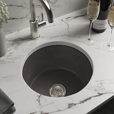 NativeStone Malibu 14" Round Bar Sink, Slate