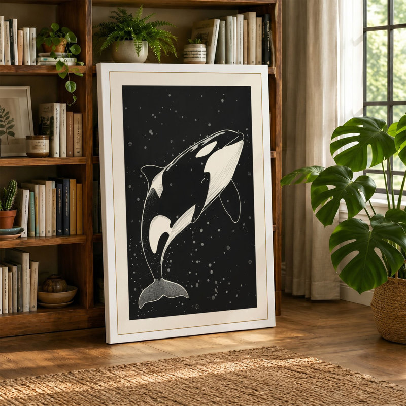 Breaching Whale Coastal - Wrapped Canvas, 18x12 - 45.7 x 30.5 cm, White Border