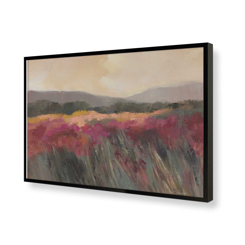 «Coral and Magenta Meadow» par Silvia Vassileva, reproduction d'art, H 12 po x l 16 po, Noir