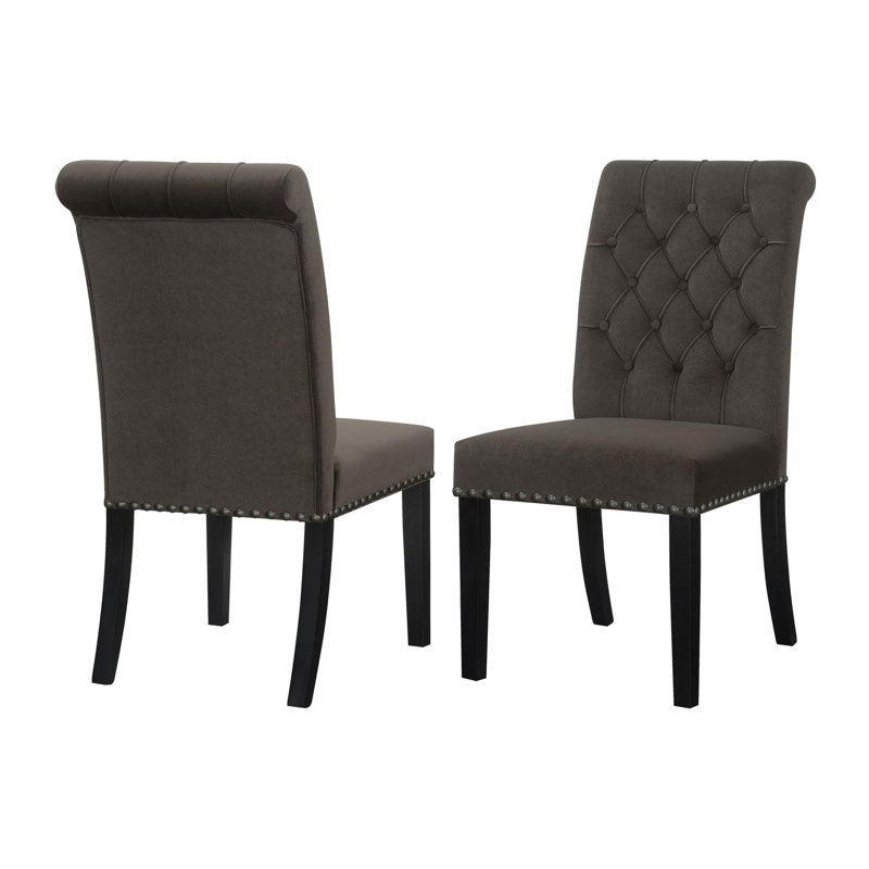 Jackye Tufted Side Chair with Nailhead Trim, Brown, Rustic Espresso