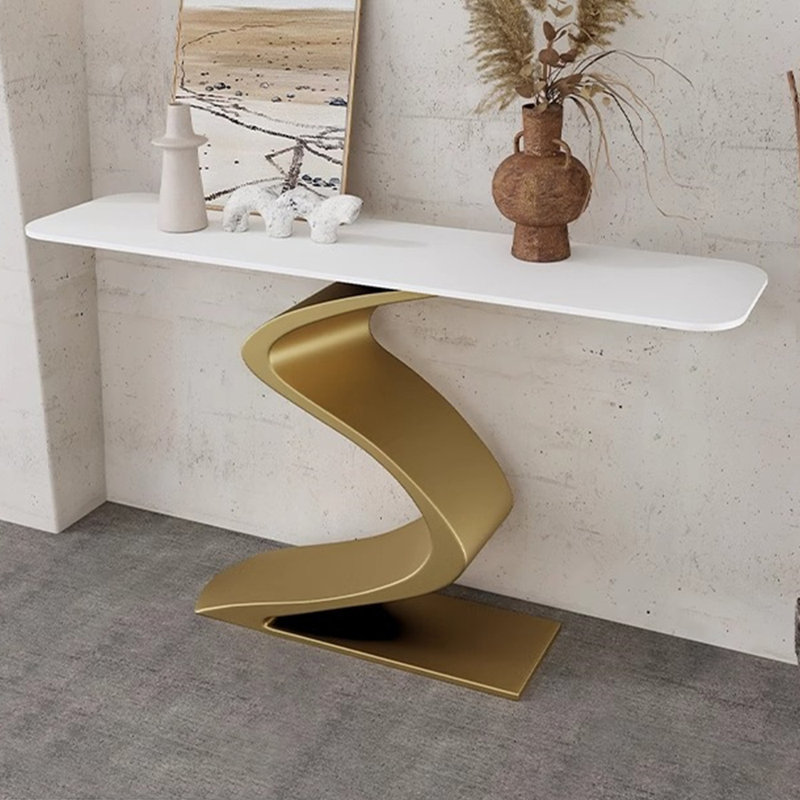 Console Minimalist Creative, H 31,5 po x l 55,1 po x P 14,6 po, Blanc, Doré