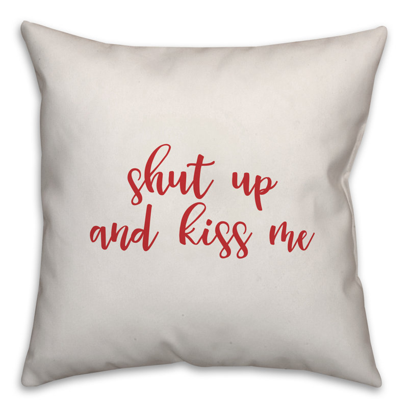  Coussin Shut Up and Kiss Me, Coussin décoratif, Blanc / rouge