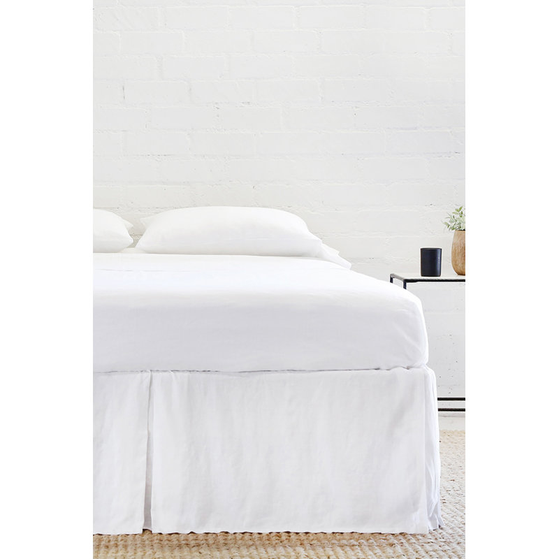 Linen Pleated Bed Skirt, King, White