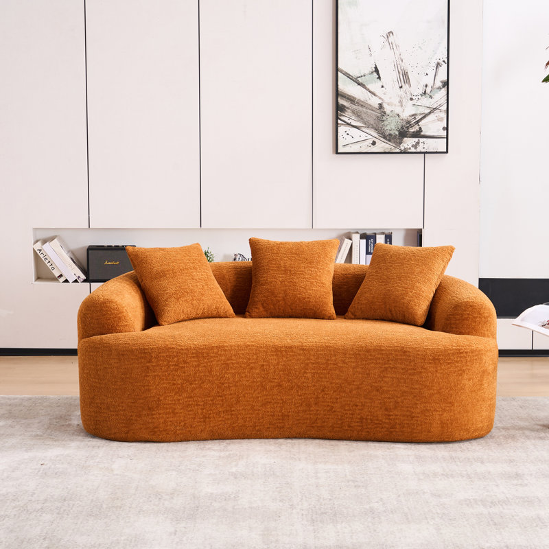 Causeuse incurvée confortable avec éponge à compression complète, idéale pour les petits espaces et les appartements sans tracas d'assemblage