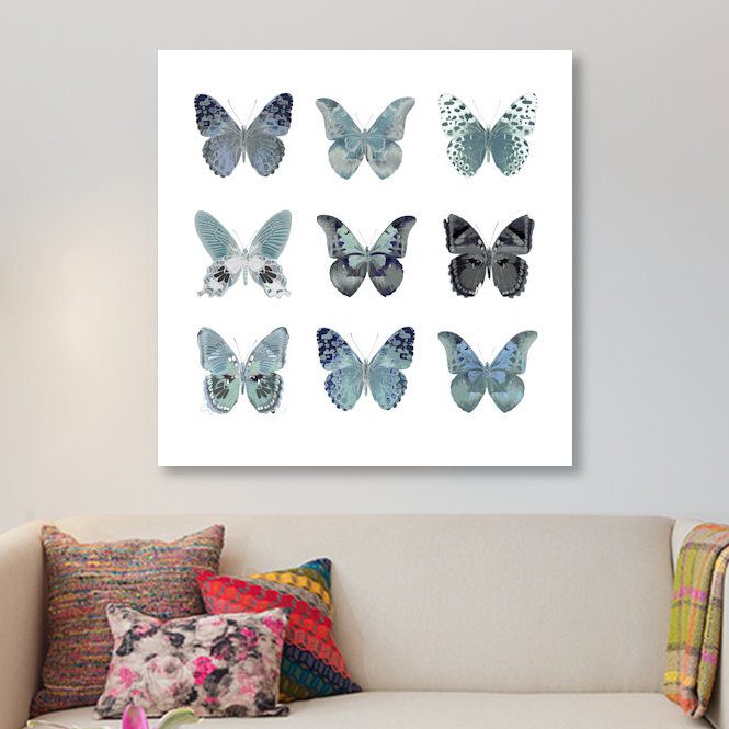 «Butterfly Study in Blue II», reproduction d'art sur toile, H 48 po x l 48 po x P 1,5 po