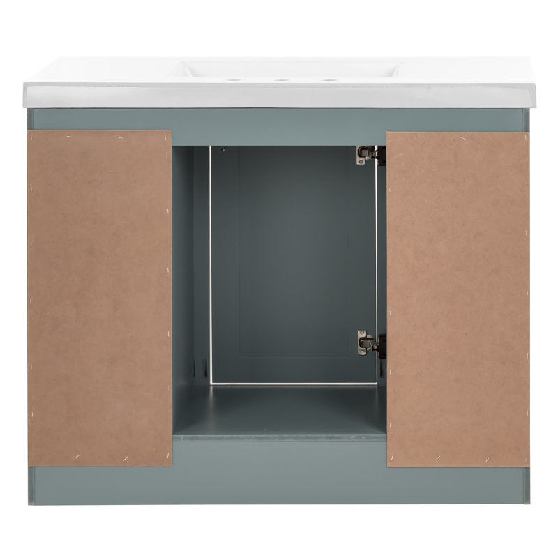 Meuble-lavabo simple 42,5 po avec plateau en marbre de culture, Sauge