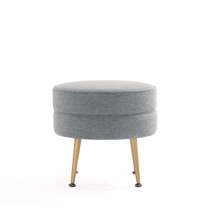 Luker Upholstered Ottoman, Gray, Gold