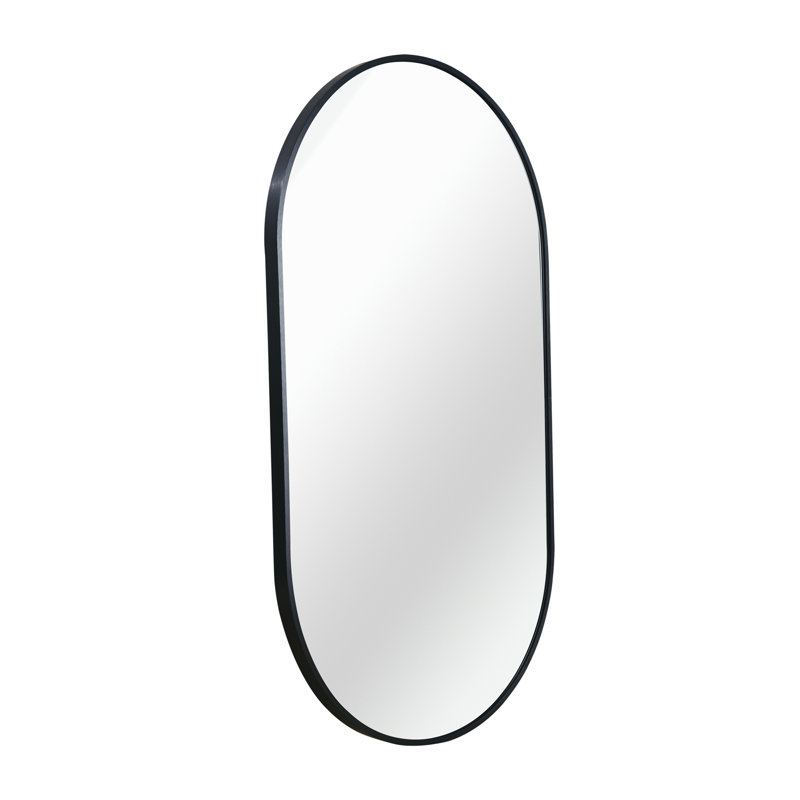 Miroir ovale en métal, 28 po x 20 po, Noir