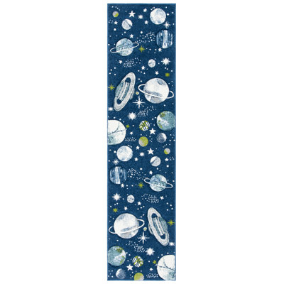 Carousel Kids Space Area Rug In Navy / Ivory