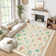 Floral Machine Washable Rug Stain-Resistant Farmhouse Accent Carpet with Non-Slip Backing Soft Low Pile Indoor Mat for Living Room Bedroom Dining Room