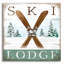  «Ski Lodge» par Elizabeth Tyndall, art mural en verre acrylique, 12 po x 12 po