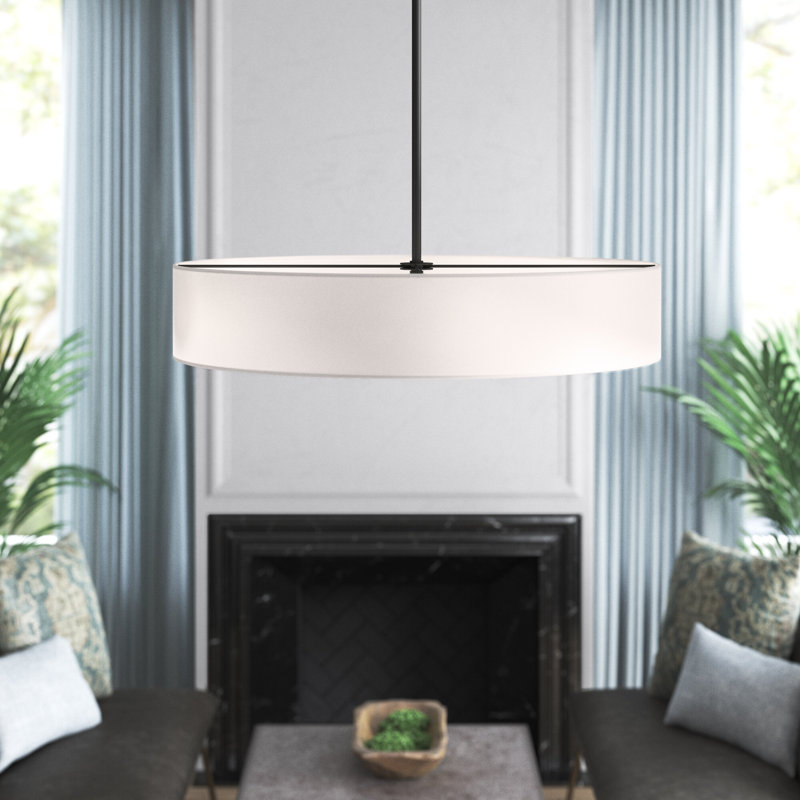 Lustre tambour Ashtun, Noir, Blanc cassé, 5