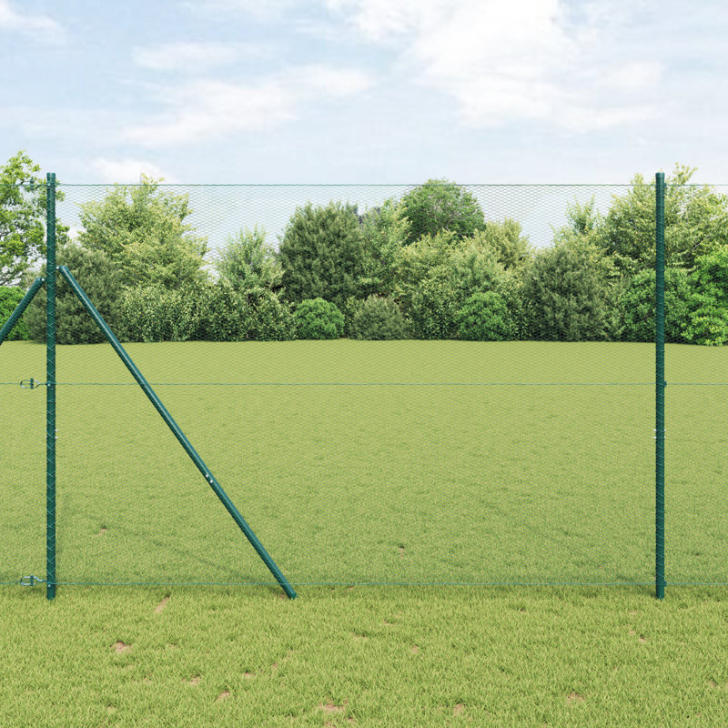 Vidaxl Hexagon Fence Steel, 150cm H x 1000cm W, Green
