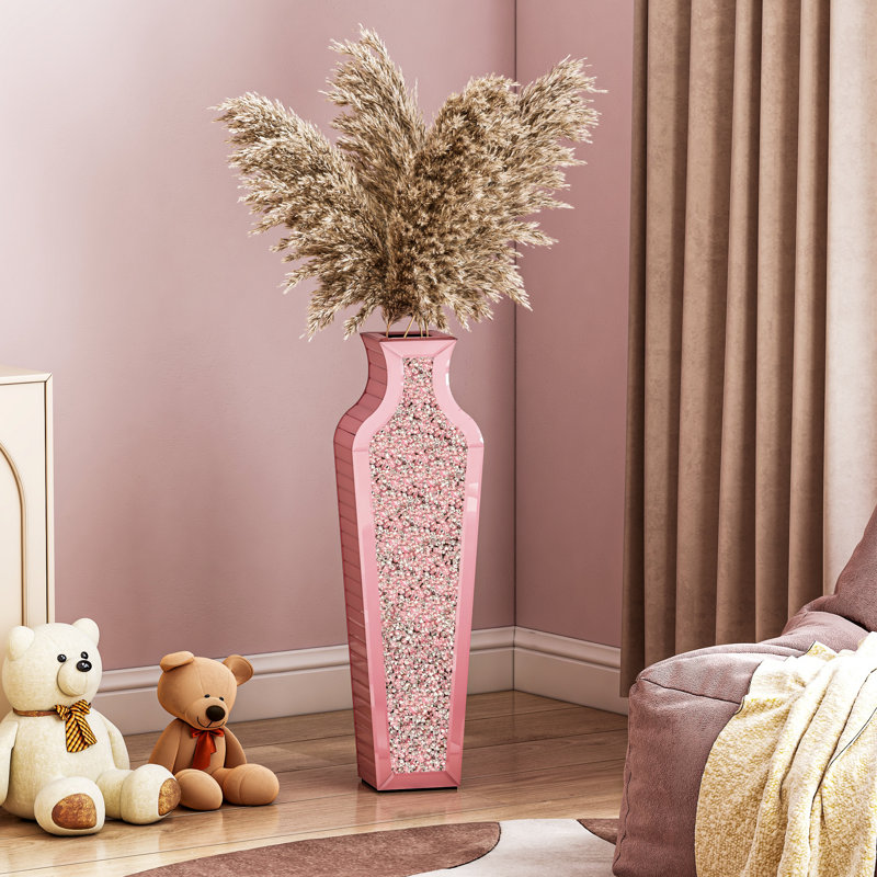 DeGrailly 26.8" Handmade Glass Floor Vase - Pink Modern Glam Stylish