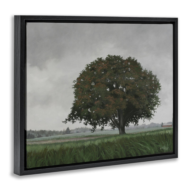 Atmospheric Lone Tree Floating Frame, design by Julie Peterson, Jet Black Floater Frame, 17" H x 21" W