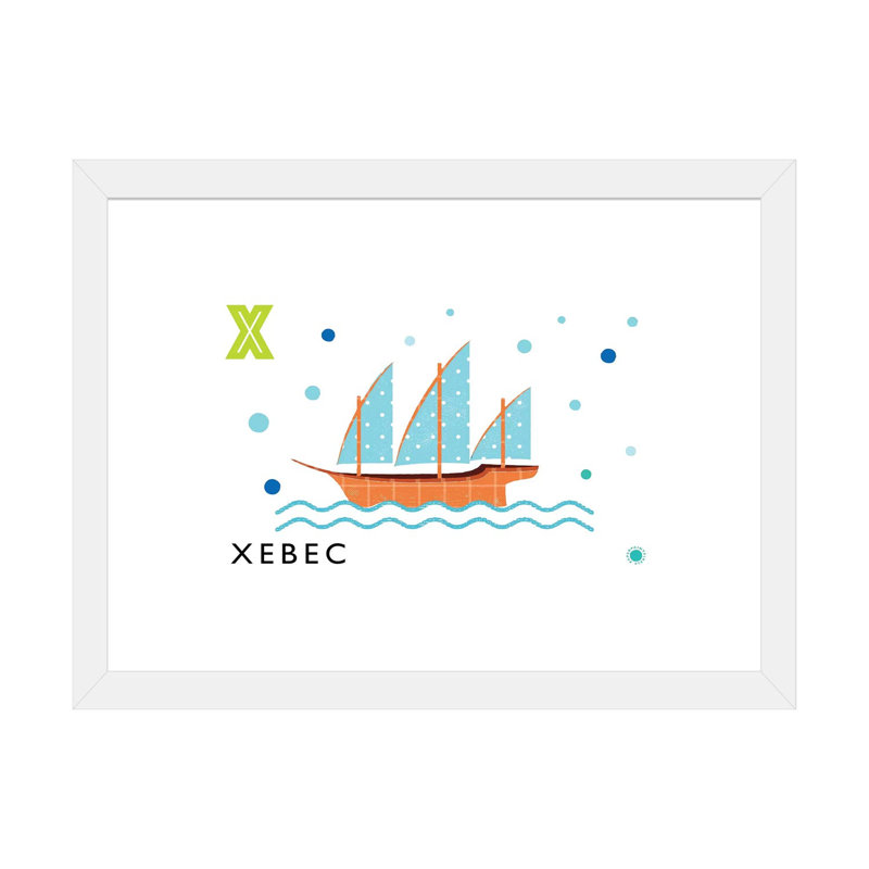 «X is for Xebec» - impression, Papier encadré blanc, Blanc, H 24 po x l 32 po x P 1 po