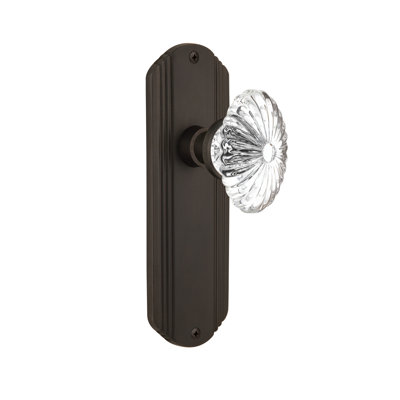 Plaque décorative avec bouton de porte ovale en cristal cannelé
