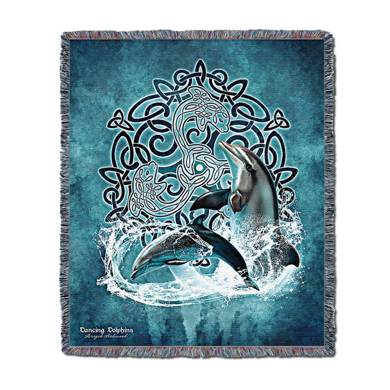 Pure Country Weavers Celtic Dolphin Blanket by Brigid Ashwood - Gift Tapestry Throw Woven from Cotton - Made in The USA (60x50)
