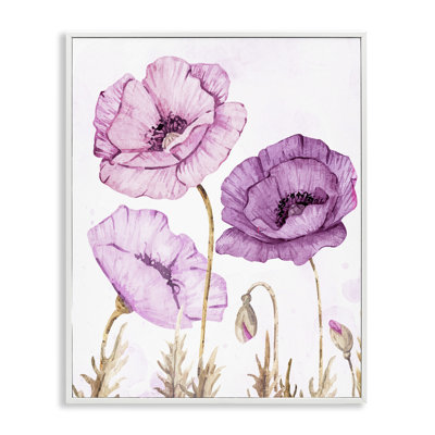 Bright Poppies in Purple Framed Giclee, design by Kim Allen
