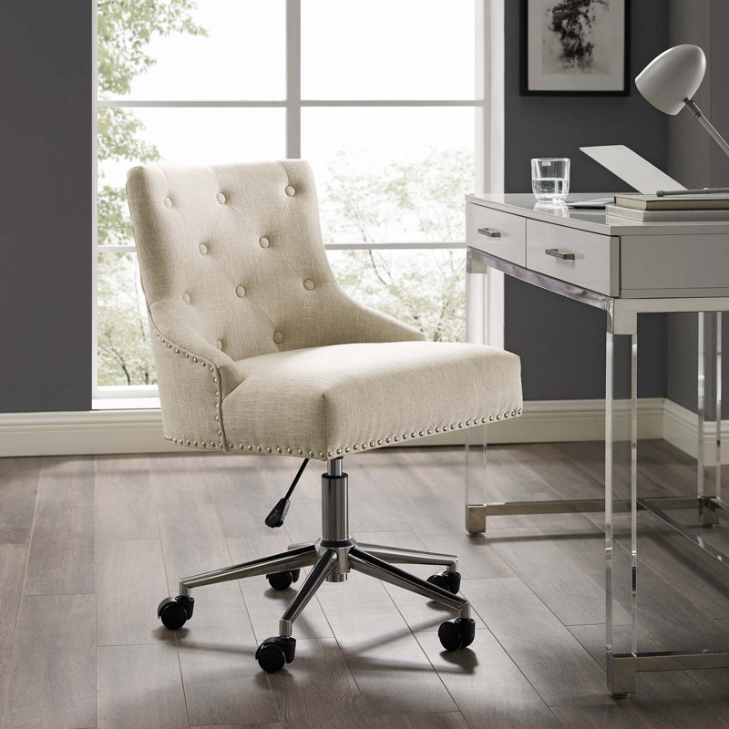 Chaise de bureau Carson Carrington Lagefors, Mélange de polyester beige