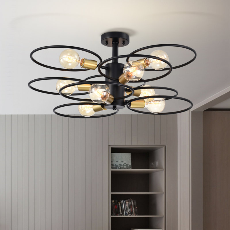 Plafonnier semi-encastré 9 lumières 28 po