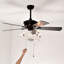 52'' Crystal Shade Ceiling Fan Lamp ,3 Speed ,4 Timing , 5 Reversible Blades Crystal Ceiling Fan ,5PCS*E12  (NO Include Bulb) --  Hand Pull Chain