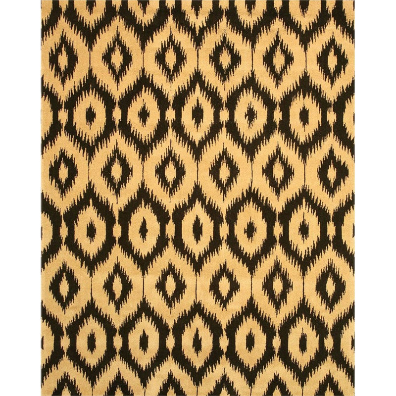 Tapis contemporain noir classique en laine touffeté à la main de style classique, Rectangle 7 pi 9 po x 9 pi 9 po