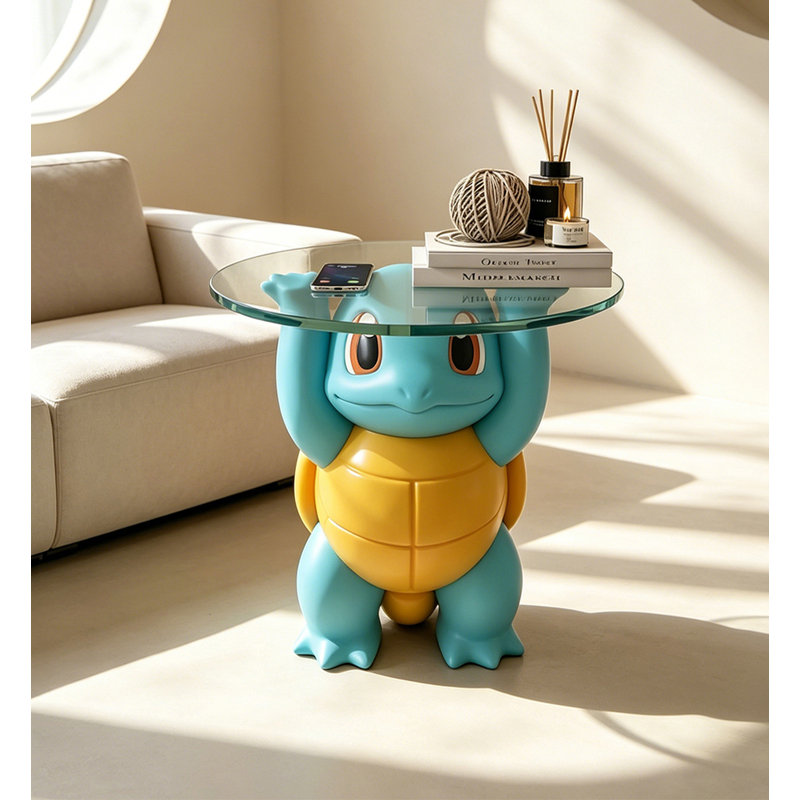 Modern resin glass turtle edge table.