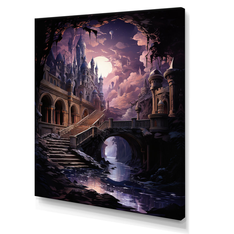 Yann " Pink Bridge Mystical Passageway ", 20" H x 12" W x 1" D, Wrapped Canvas