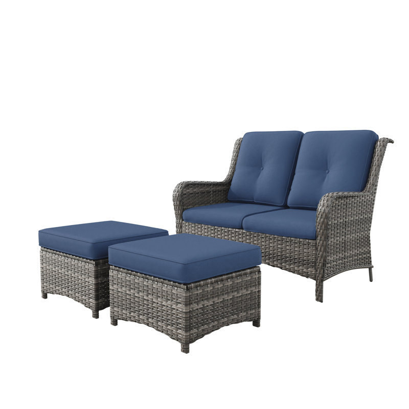Parinka 49'' Wide Straight Wicker Loveseat with Cushions, Blue
