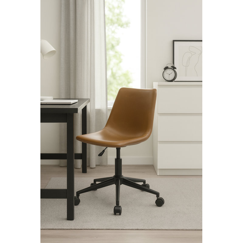 Chaise de bureau en cuir Kairo Pu, Tan