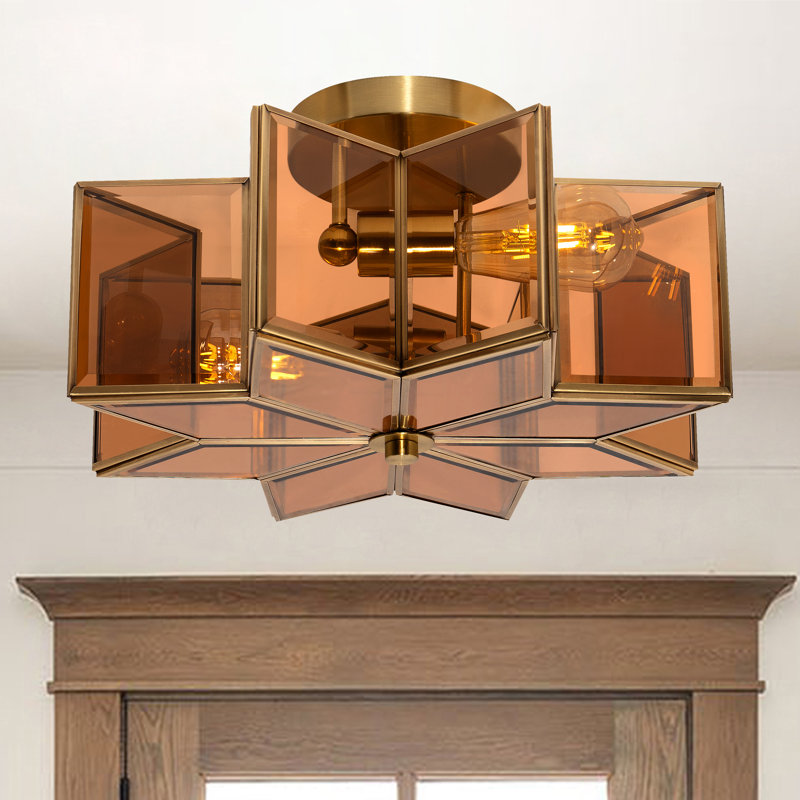 Aire 2 - Light 41cm Unique/Statement Star Semi Flush Mount Light, Tawny
