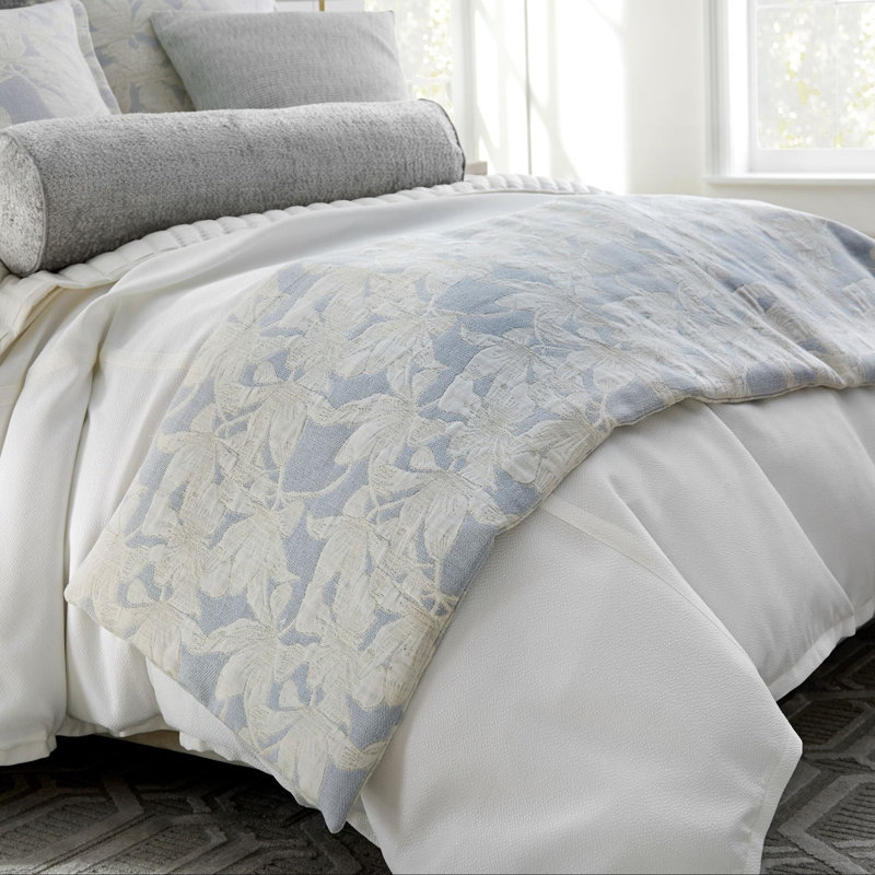 Gardenia Floral Blanket, 98" L x 25" W, Pale Blue