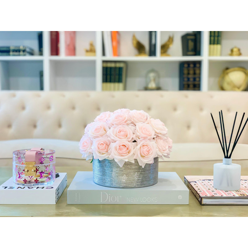 Composition de roses en vase, Blush Pink