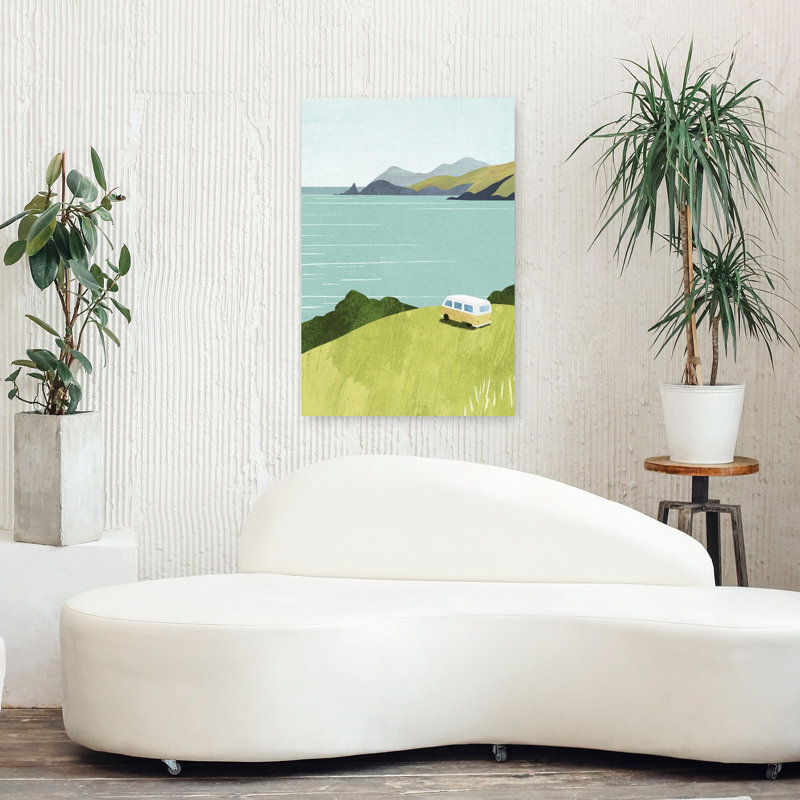 Art contemporain, paysage côtier abstrait, H 36 po x l 24 po
