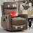 Genuine Leather Heat Massage Manual Recliner Chair with Rocker & Swivel for Living Room-1969748128