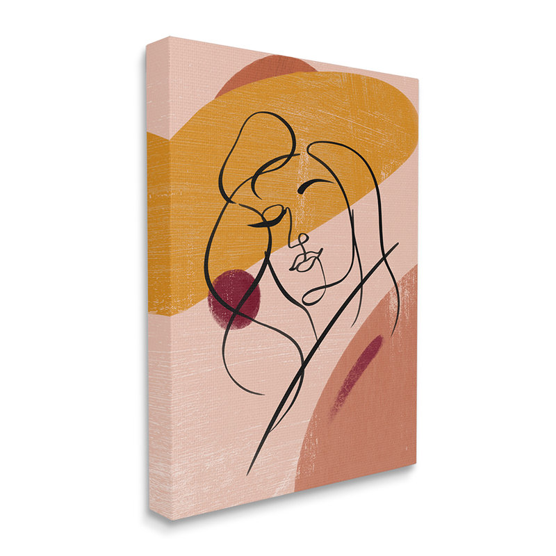 Abstrait, femme, dessin au trait, formes circulaires chaudes par Ziwei Li - impression, H 30 po x l 24 po x 1,5 po