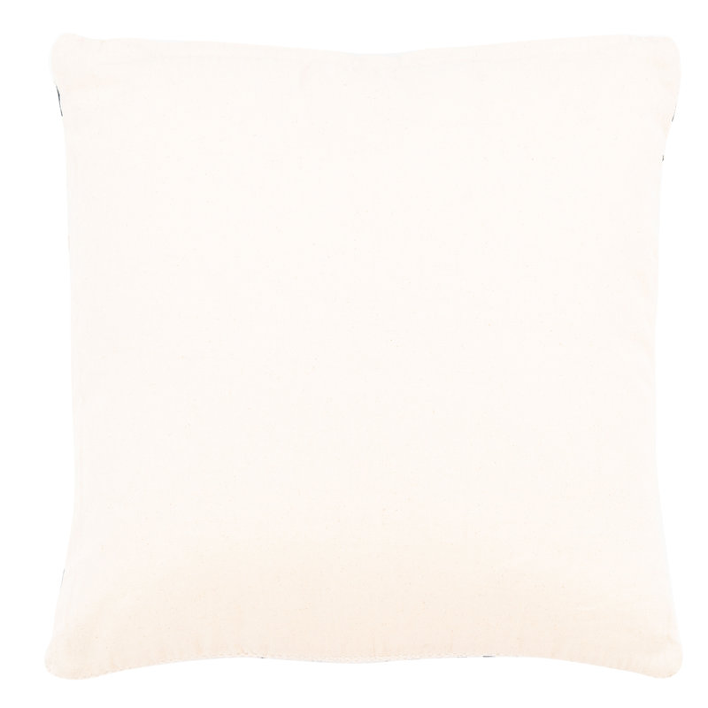 Vanka 20" Beige and Black Cotton Fringed Throw Pillow