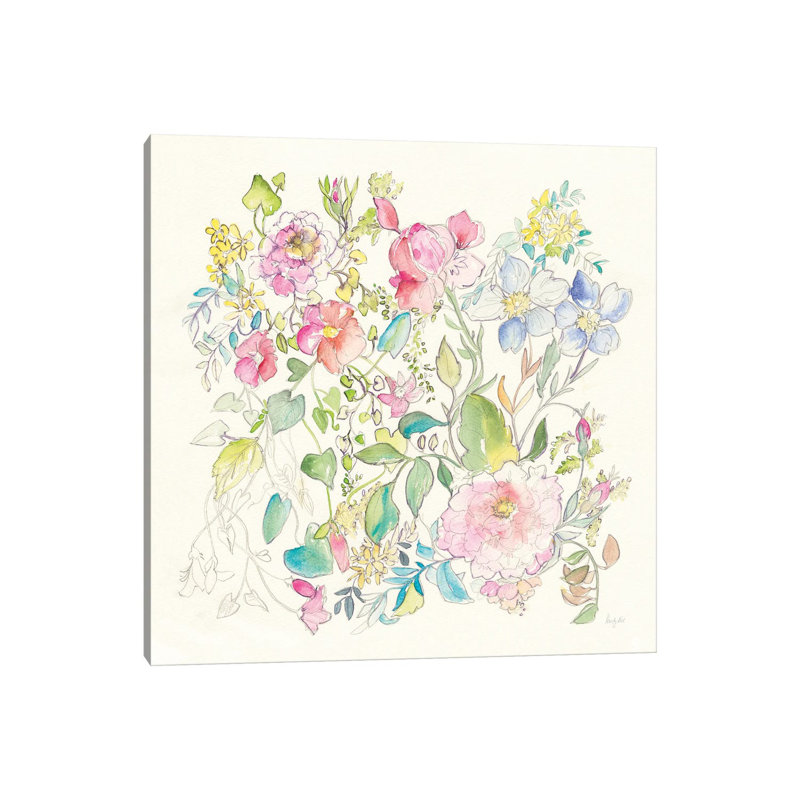 Cottage Blooms by Kristy Rice - Wrapped Canvas Painting, 66.04 cm H x 66.04 cm W x 1.91 cm D