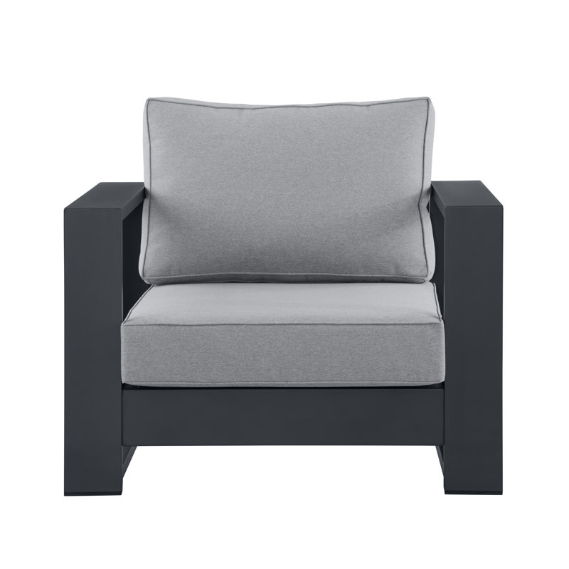 Hoyt 37.40” Outdoor Aluminum Armchair, Slate Black, Gray