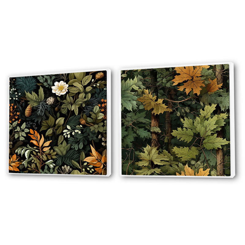 Helzer - Ensemble de 2 collages carrés floraux, Cadre flottant blanc, H 30 po x l 61 po