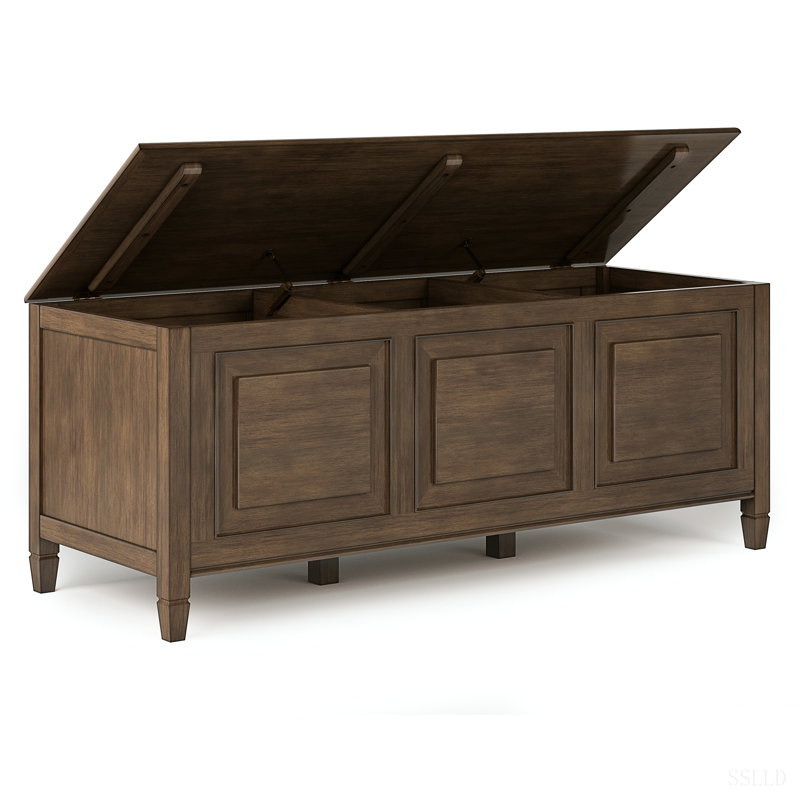 Coffre de rangement en bois massif brun vieilli Connaught