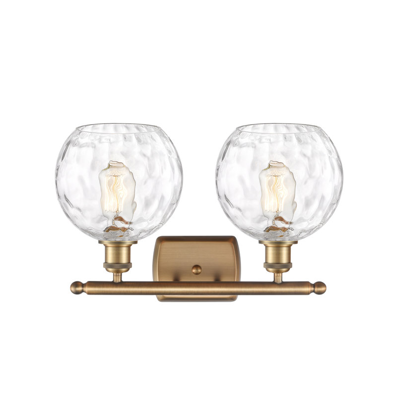 Éclairage pour meuble-lavabo en laiton antique à 2 lumières Cindi, Ampoule non incluse, Laiton brossé