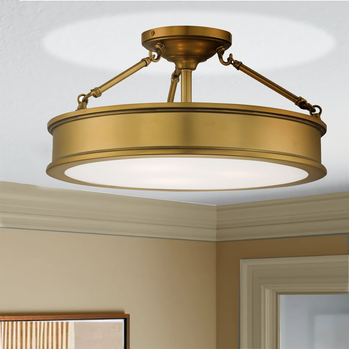 Everlee 3-Light Semi Flush Mount, Liberty Gold