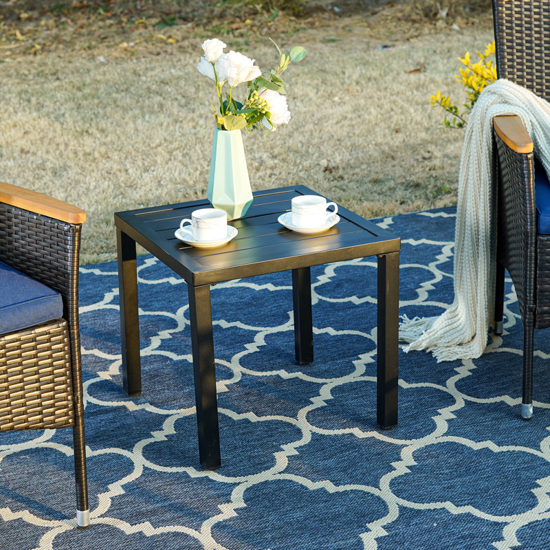 Argyri Metal 2 - Person Outdoor Dining End Table, Small Bistro Side Table